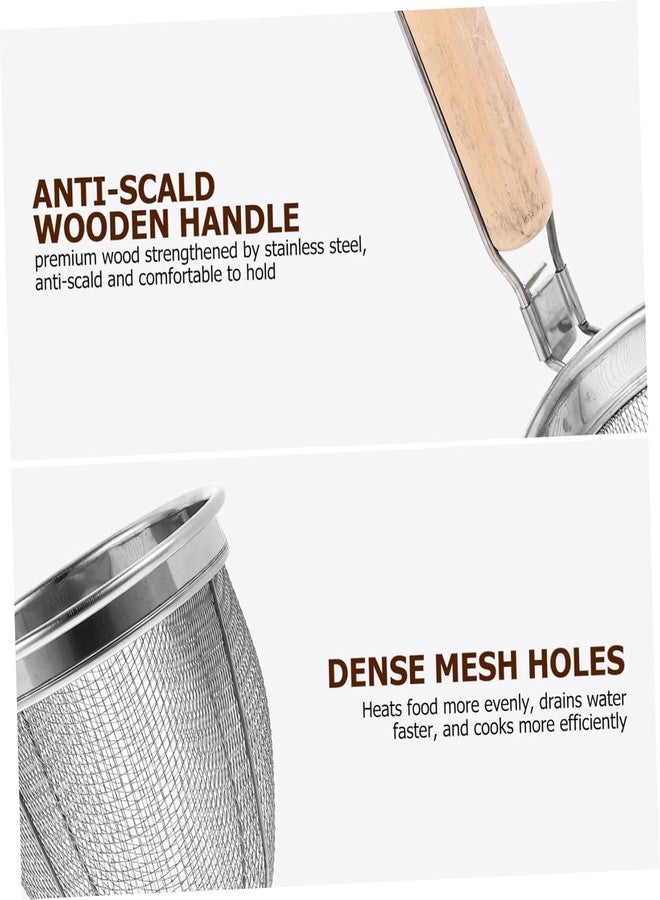 OlRADA Stainless Steel Pasta and Noodle Strainer Basket | Micro-Perforated Mesh Design with Sturdy Wooden Handle | Quick Drying Anti-Corrosion Spider Drainer 1Pcs (12inch) - Image 3